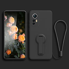 Funda Silicona Carcasa Ultrafina Goma con Soporte para Xiaomi Mi 12T 5G Negro