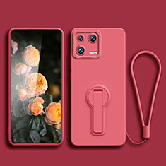 Funda Silicona Carcasa Ultrafina Goma con Soporte para Xiaomi Mi 13 5G Rosa Roja