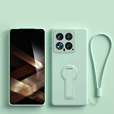 Funda Silicona Carcasa Ultrafina Goma con Soporte para Xiaomi Mi 14 5G Menta Verde