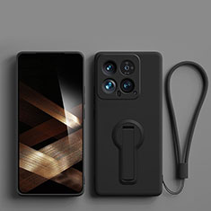 Funda Silicona Carcasa Ultrafina Goma con Soporte para Xiaomi Mi 14 5G Negro