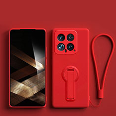 Funda Silicona Carcasa Ultrafina Goma con Soporte para Xiaomi Mi 14 5G Rojo