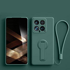 Funda Silicona Carcasa Ultrafina Goma con Soporte para Xiaomi Mi 14 5G Verde Noche