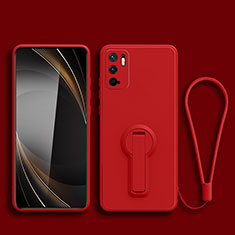 Funda Silicona Carcasa Ultrafina Goma con Soporte para Xiaomi POCO M3 Pro 5G Rojo
