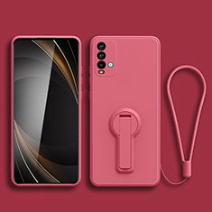 Funda Silicona Carcasa Ultrafina Goma con Soporte para Xiaomi Redmi 9T 4G Rosa Roja