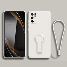 Funda Silicona Carcasa Ultrafina Goma con Soporte para Xiaomi Redmi Note 10 5G Blanco
