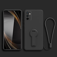 Funda Silicona Carcasa Ultrafina Goma con Soporte para Xiaomi Redmi Note 10 5G Negro