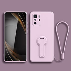 Funda Silicona Carcasa Ultrafina Goma con Soporte para Xiaomi Redmi Note 10 Pro 5G Purpura Claro