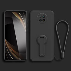 Funda Silicona Carcasa Ultrafina Goma con Soporte para Xiaomi Redmi Note 9T 5G Negro