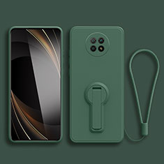 Funda Silicona Carcasa Ultrafina Goma con Soporte para Xiaomi Redmi Note 9T 5G Verde Noche