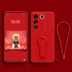 Funda Silicona Carcasa Ultrafina Goma con Soporte S01 para Vivo V27 Pro 5G Rojo