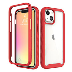 Funda Silicona Carcasa Ultrafina Goma Frontal y Trasera 360 Grados para Apple iPhone 14 Plus Rojo