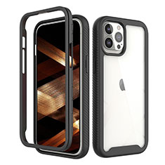 Funda Silicona Carcasa Ultrafina Goma Frontal y Trasera 360 Grados para Apple iPhone 14 Pro Negro