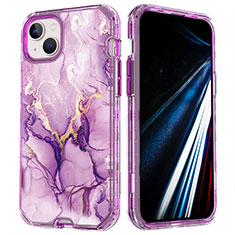 Funda Silicona Carcasa Ultrafina Goma Frontal y Trasera 360 Grados YJ1 para Apple iPhone 14 Morado