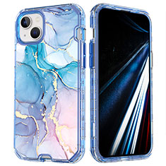 Funda Silicona Carcasa Ultrafina Goma Frontal y Trasera 360 Grados YJ1 para Apple iPhone 14 Plus Azul Cielo