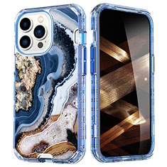 Funda Silicona Carcasa Ultrafina Goma Frontal y Trasera 360 Grados YJ1 para Apple iPhone 14 Pro Max Azul