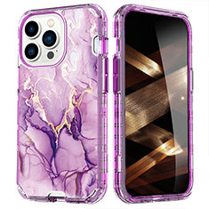 Funda Silicona Carcasa Ultrafina Goma Frontal y Trasera 360 Grados YJ1 para Apple iPhone 14 Pro Max Morado