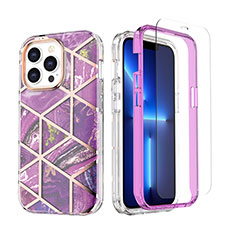 Funda Silicona Carcasa Ultrafina Goma Frontal y Trasera 360 Grados YJ3 para Apple iPhone 13 Pro Morado