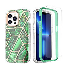 Funda Silicona Carcasa Ultrafina Goma Frontal y Trasera 360 Grados YJ3 para Apple iPhone 13 Pro Verde