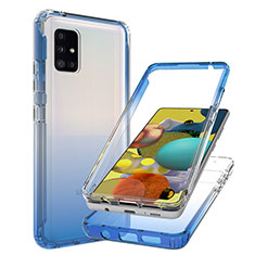 Funda Silicona Carcasa Ultrafina Transparente Goma Frontal y Trasera 360 Grados Gradiente JX1 para Samsung Galaxy A51 4G Azul