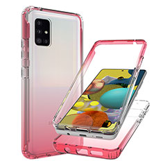 Funda Silicona Carcasa Ultrafina Transparente Goma Frontal y Trasera 360 Grados Gradiente JX1 para Samsung Galaxy A51 4G Rojo
