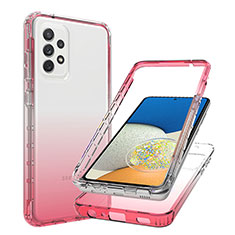 Funda Silicona Carcasa Ultrafina Transparente Goma Frontal y Trasera 360 Grados Gradiente JX1 para Samsung Galaxy A73 5G Rojo