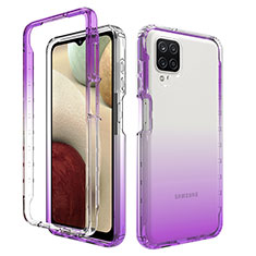 Funda Silicona Carcasa Ultrafina Transparente Goma Frontal y Trasera 360 Grados Gradiente JX1 para Samsung Galaxy F12 Morado