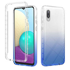 Funda Silicona Carcasa Ultrafina Transparente Goma Frontal y Trasera 360 Grados Gradiente JX1 para Samsung Galaxy M02 Azul