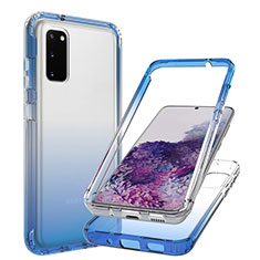 Funda Silicona Carcasa Ultrafina Transparente Goma Frontal y Trasera 360 Grados Gradiente JX1 para Samsung Galaxy S20 Azul