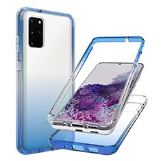 Funda Silicona Carcasa Ultrafina Transparente Goma Frontal y Trasera 360 Grados Gradiente JX1 para Samsung Galaxy S20 Plus Azul