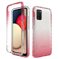Funda Silicona Carcasa Ultrafina Transparente Goma Frontal y Trasera 360 Grados Gradiente JX4 para Samsung Galaxy M02s Rosa Roja
