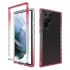 Funda Silicona Carcasa Ultrafina Transparente Goma Frontal y Trasera 360 Grados Gradiente M01 para Samsung Galaxy S21 Ultra 5G Rojo