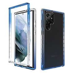 Funda Silicona Carcasa Ultrafina Transparente Goma Frontal y Trasera 360 Grados Gradiente M01 para Samsung Galaxy S22 Ultra 5G Azul