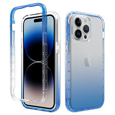 Funda Silicona Carcasa Ultrafina Transparente Goma Frontal y Trasera 360 Grados Gradiente para Apple iPhone 13 Pro Azul