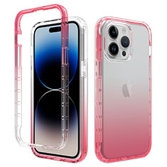 Funda Silicona Carcasa Ultrafina Transparente Goma Frontal y Trasera 360 Grados Gradiente para Apple iPhone 14 Pro Rojo