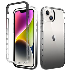 Funda Silicona Carcasa Ultrafina Transparente Goma Frontal y Trasera 360 Grados Gradiente para Apple iPhone 15 Gris Oscuro