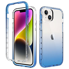 Funda Silicona Carcasa Ultrafina Transparente Goma Frontal y Trasera 360 Grados Gradiente para Apple iPhone 15 Plus Azul