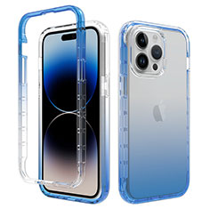 Funda Silicona Carcasa Ultrafina Transparente Goma Frontal y Trasera 360 Grados Gradiente para Apple iPhone 15 Pro Azul