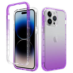 Funda Silicona Carcasa Ultrafina Transparente Goma Frontal y Trasera 360 Grados Gradiente para Apple iPhone 15 Pro Morado