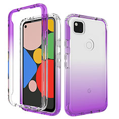 Funda Silicona Carcasa Ultrafina Transparente Goma Frontal y Trasera 360 Grados Gradiente para Google Pixel 4a Morado