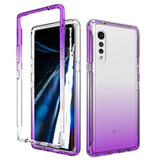 Funda Silicona Carcasa Ultrafina Transparente Goma Frontal y Trasera 360 Grados Gradiente para LG Velvet 4G Morado