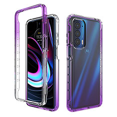 Funda Silicona Carcasa Ultrafina Transparente Goma Frontal y Trasera 360 Grados Gradiente para Motorola Moto Edge (2021) 5G Morado