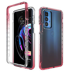 Funda Silicona Carcasa Ultrafina Transparente Goma Frontal y Trasera 360 Grados Gradiente para Motorola Moto Edge S Pro 5G Rojo