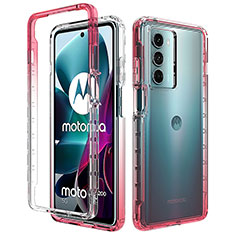 Funda Silicona Carcasa Ultrafina Transparente Goma Frontal y Trasera 360 Grados Gradiente para Motorola Moto Edge S30 5G Rojo