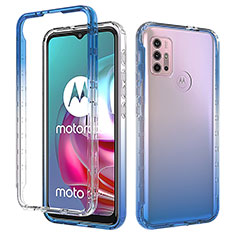 Funda Silicona Carcasa Ultrafina Transparente Goma Frontal y Trasera 360 Grados Gradiente para Motorola Moto G10 Azul