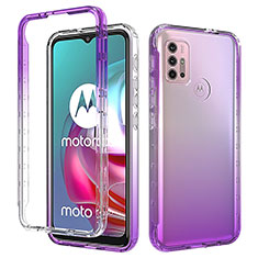 Funda Silicona Carcasa Ultrafina Transparente Goma Frontal y Trasera 360 Grados Gradiente para Motorola Moto G20 Morado