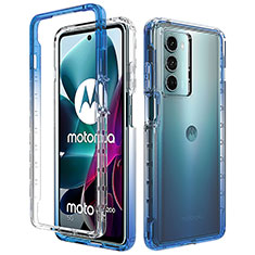 Funda Silicona Carcasa Ultrafina Transparente Goma Frontal y Trasera 360 Grados Gradiente para Motorola Moto G200 5G Azul