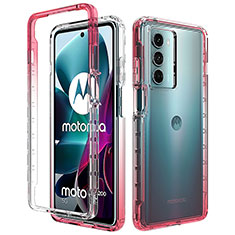 Funda Silicona Carcasa Ultrafina Transparente Goma Frontal y Trasera 360 Grados Gradiente para Motorola Moto G200 5G Rojo