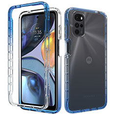 Funda Silicona Carcasa Ultrafina Transparente Goma Frontal y Trasera 360 Grados Gradiente para Motorola Moto G22 Azul