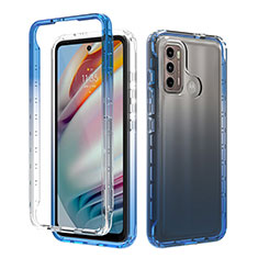 Funda Silicona Carcasa Ultrafina Transparente Goma Frontal y Trasera 360 Grados Gradiente para Motorola Moto G40 Fusion Azul