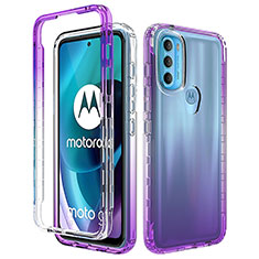 Funda Silicona Carcasa Ultrafina Transparente Goma Frontal y Trasera 360 Grados Gradiente para Motorola Moto G71 5G Morado